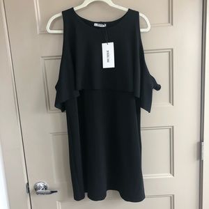 Black Zara Cold Shoulder Dress Size L NWT